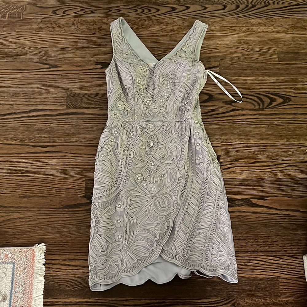Silver beaded cocktail dress